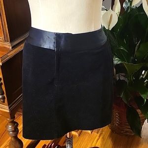 Martin + Osa NWT  Black Velvet Skirt with Satin Trim